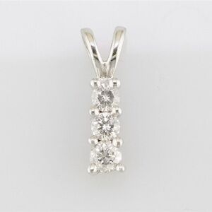 Solid 10k white gold natural diamond 3 stone pendant